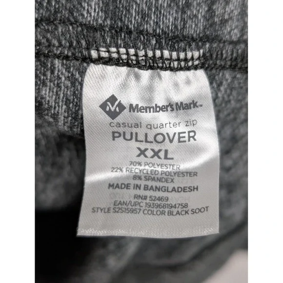 Member's Mark Sweater Mens 2XL Gray Mock Neck Quarter Zip Pullover Stretch - Picture 7 of 9
